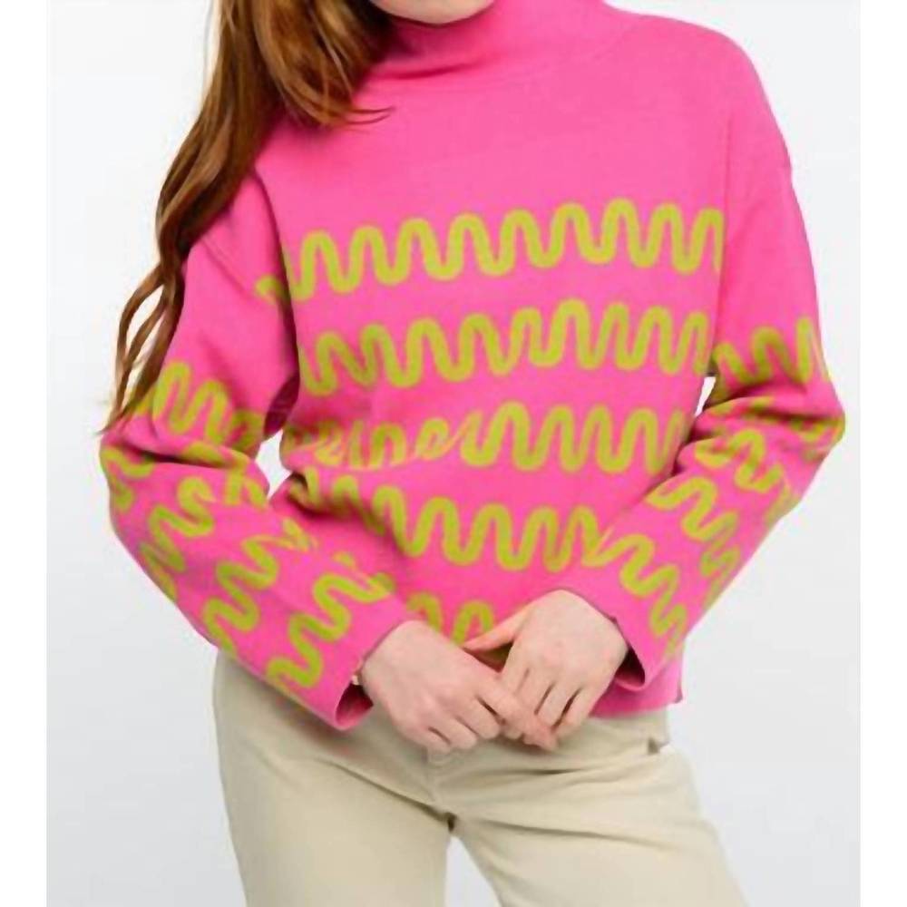NEW IVY JANE squiggle sweater in hot pink